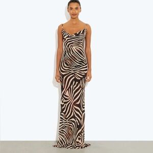 Rat & Boa Black and Taupe Zebra-Print Maxi Dress